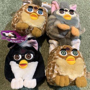 4 Furby Buddies: Vintage 1999  70-700 Leopard & Tiger Prints “No Hungry” W/ Tag